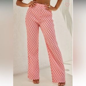 Miss Lola - Pink Checkered Pants Brand Nwt